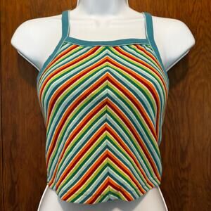 Vintage Victoria’s Secret Candy Striped Racerback Cropped Tank S Colorful Roller